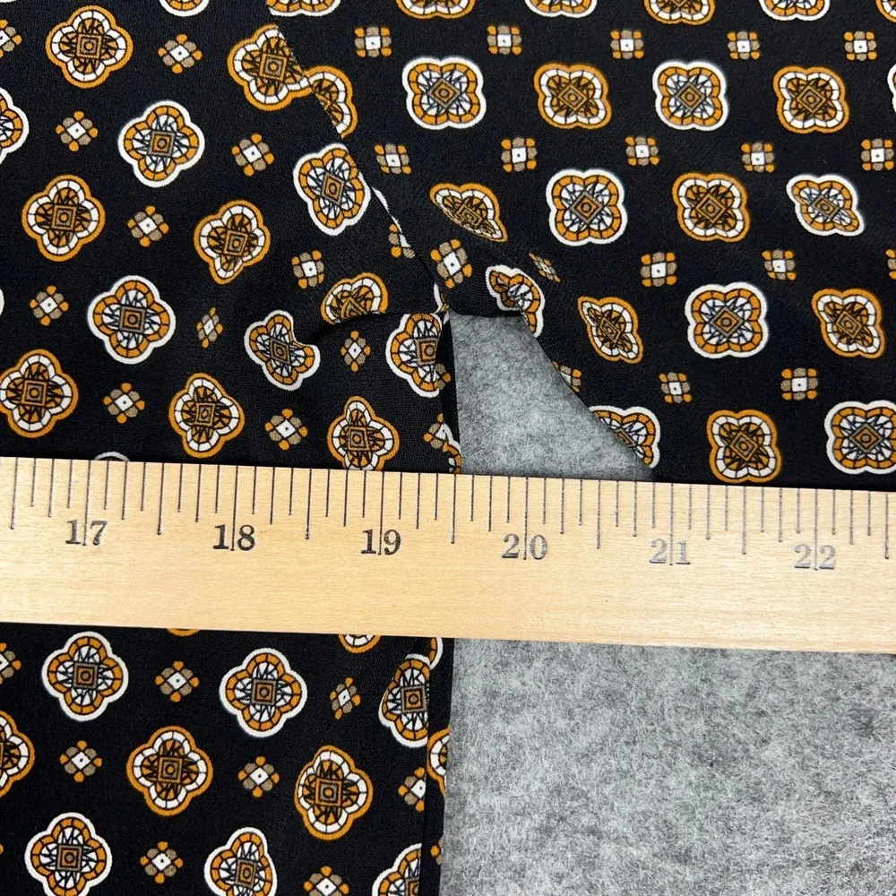 Michael Kors Top Womens Large Black Gold Medallion Draped‎ Neck Blouse Shirt